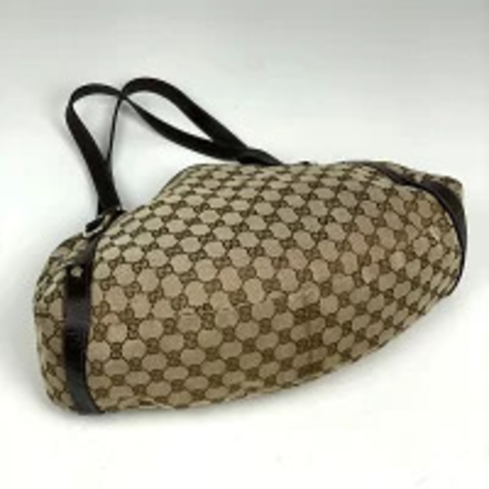 Gucci GG Abbey beige shoulder tote brown canvas bag Tan Brown